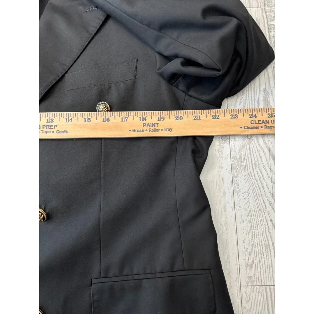 Cenne des Graoom Men's 44R Black 160s Wool Double Breasted Blazer Quiet Luxury
